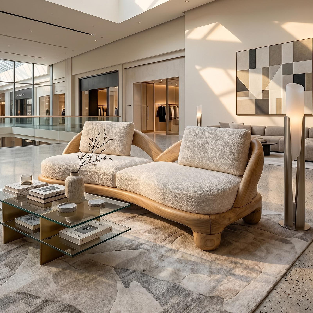 Modern Wooden Accent Sofa For Luxury Commercial Lobby Seating SILDTTRSFA017