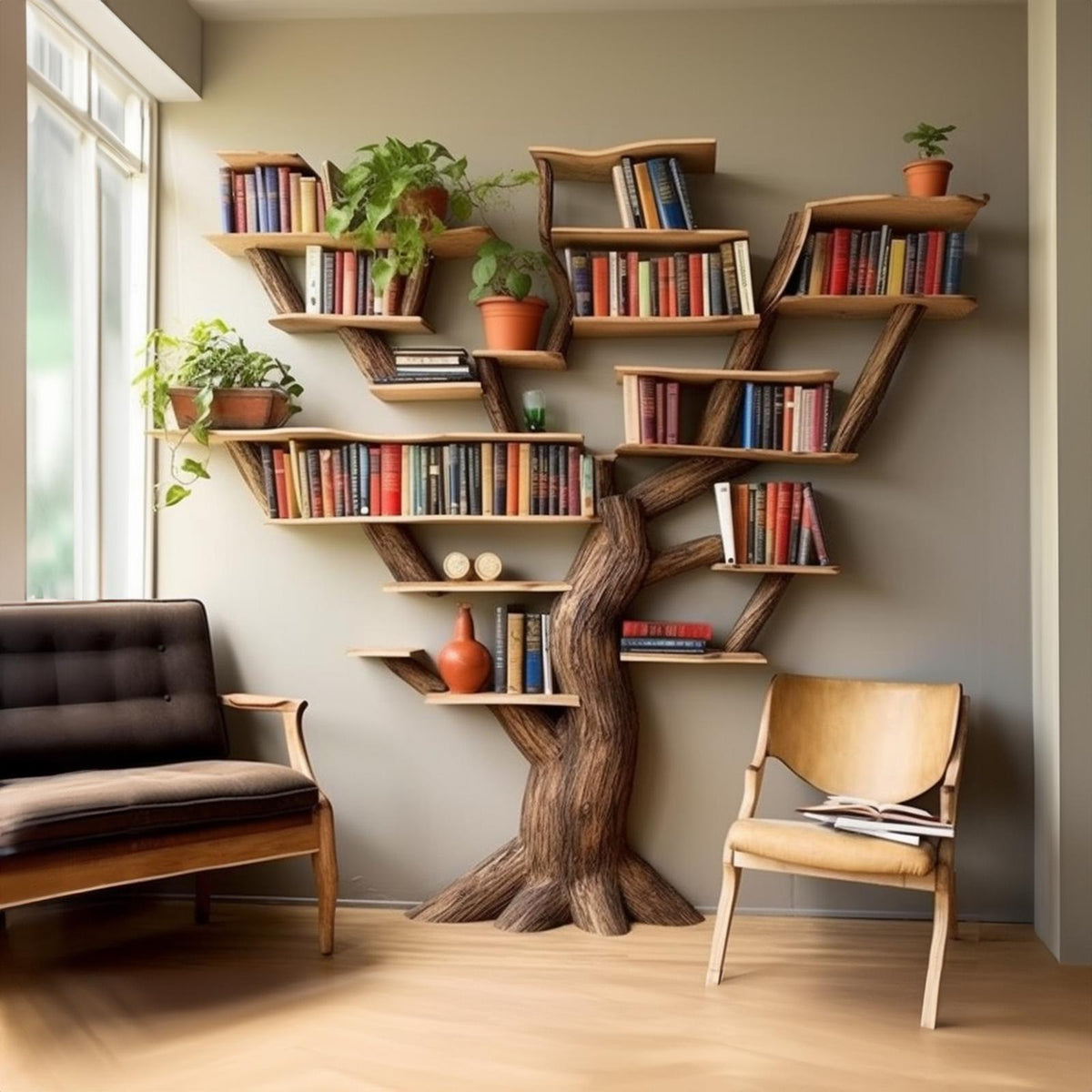 Tree Branch Standing Corner Shelf Custom Shelf