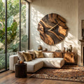 Organic Sculptural Wooden Wall Clock, Modern Abstract Hand-Carved Wood Clock for Living Room Wall Decor