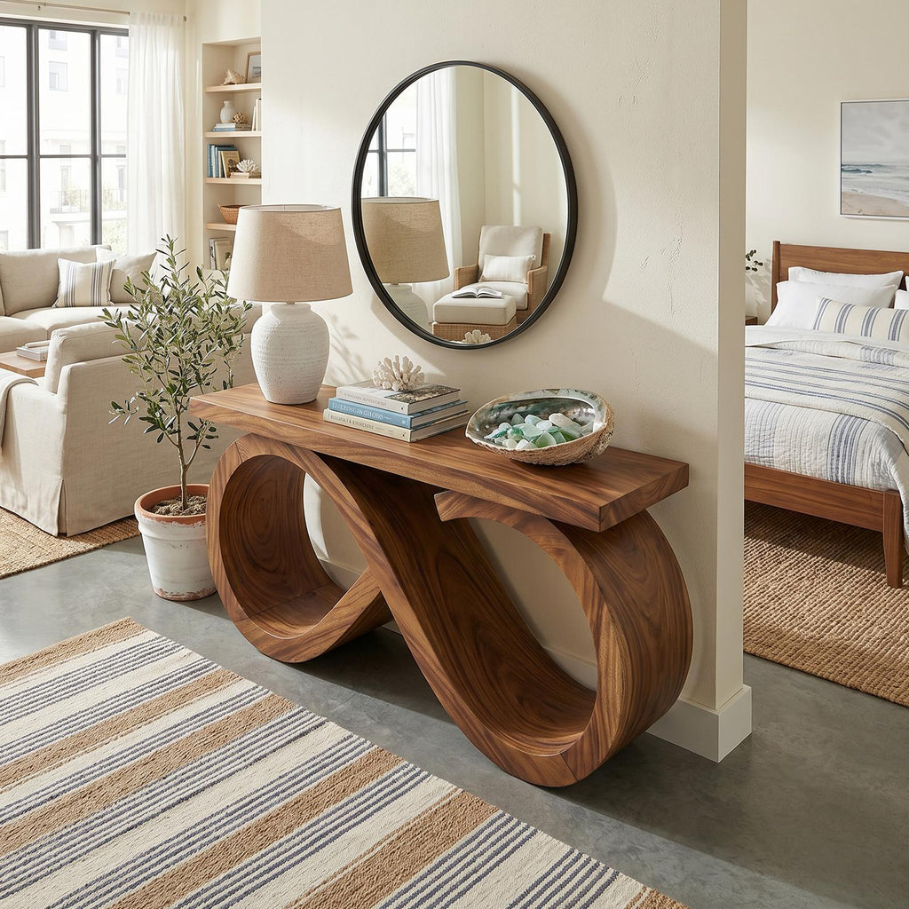 Contemporary Infinity Loop Console Table Modern Hallway SILDTTRCS072