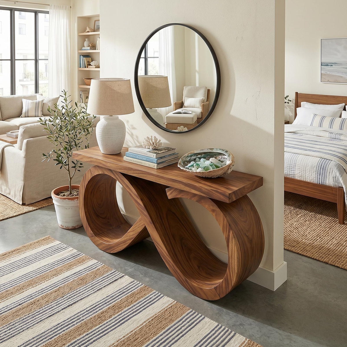 Contemporary Infinity Loop Console Table Modern Hallway SILDTTRCS072