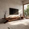 Handcrafted Sculptural Wooden TV Stand For Living Room