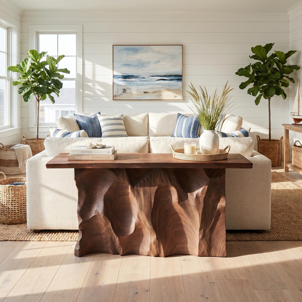 Minimalist Raw Edge Hall Table For Apartment Entryway Space