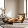 Organic Modern Natural Wood Lounge Chair, Relaxing Reading Nook Armchair, Contemporary Accent Seating for Home