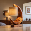 Minimalist Sculptural Table Lamp, Modern Wood Bedside Nightstand Light for Bedroom Reading Nook