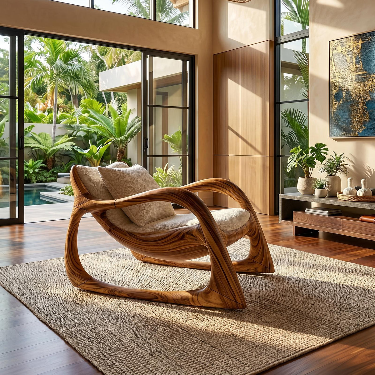 Biophilic Organic Accent Chair Tropical Sunroom SILDTTRCHR018