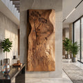 Botanical Wall Panel with Wildflower Relief, Handcarved Wooden Floral Wall Art Decor