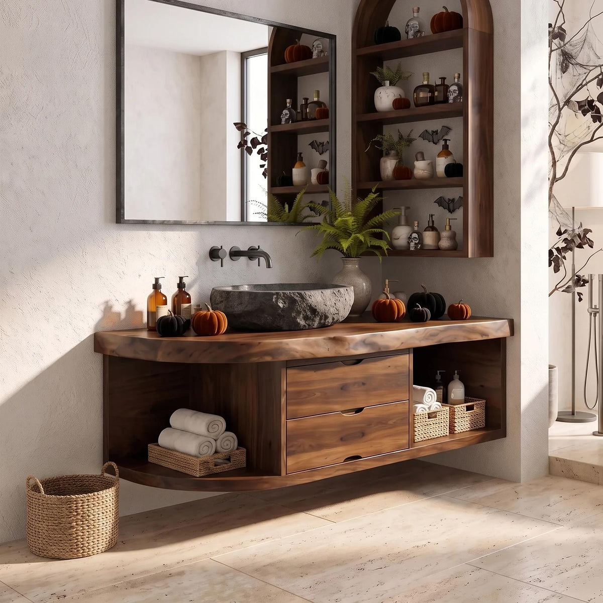 Organic Halloween Floating Bathroom Vanity Modern Bathroom