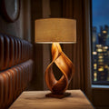 Contemporary Artistic Table Lamp, Creative Wood Desk Light for Home Office, Studio & Workspace
