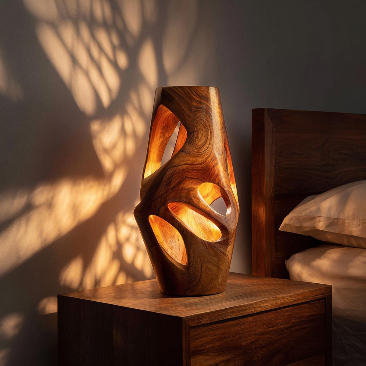 Industrial Ambient Table Lamp, Rustic Wood Nightstand Bedside Lamp for Lounge, Cafe & Bar
