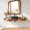 Farmhouse Solid Wood Bathroom Vanity Console, Handcrafted Rustic Wooden Washbasin Cabinet Base with Shelf