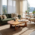 Nordic Wood Coffee Table, Scandinavian Minimalist Solid Wood Center Table for Cozy Living Room Lounge, Light Finish