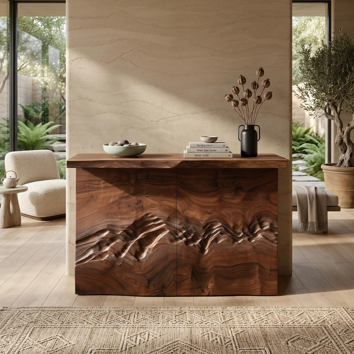 Minimalist Textured Edge Console Table For Studio Interior Design SILDTTNCS126