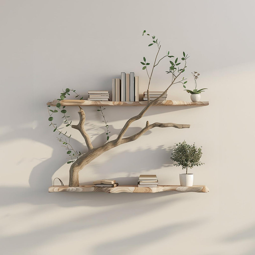 Tree Branch Driftwood Live Edge Floating Shelf Gift For Reader