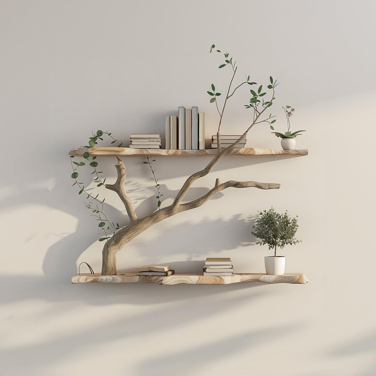 Tree Branch Driftwood Live Edge Floating Shelf Gift For Reader