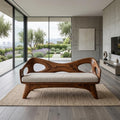 Organic Wooden Sofa with Unique Backrest, Sculptural Solid Wood Loveseat Couch for Living Room & Lounge, Model