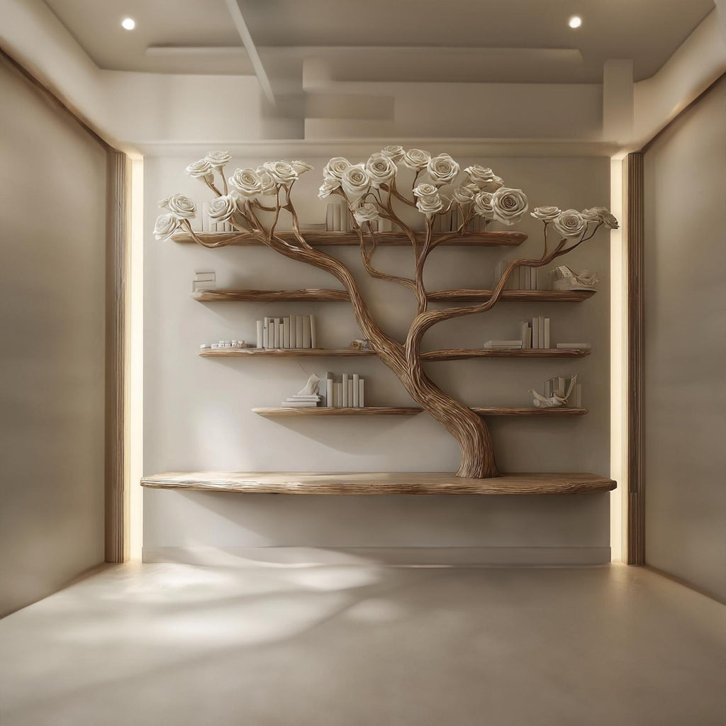 Rustic Tree Wall Bookcase Bedroom Decor