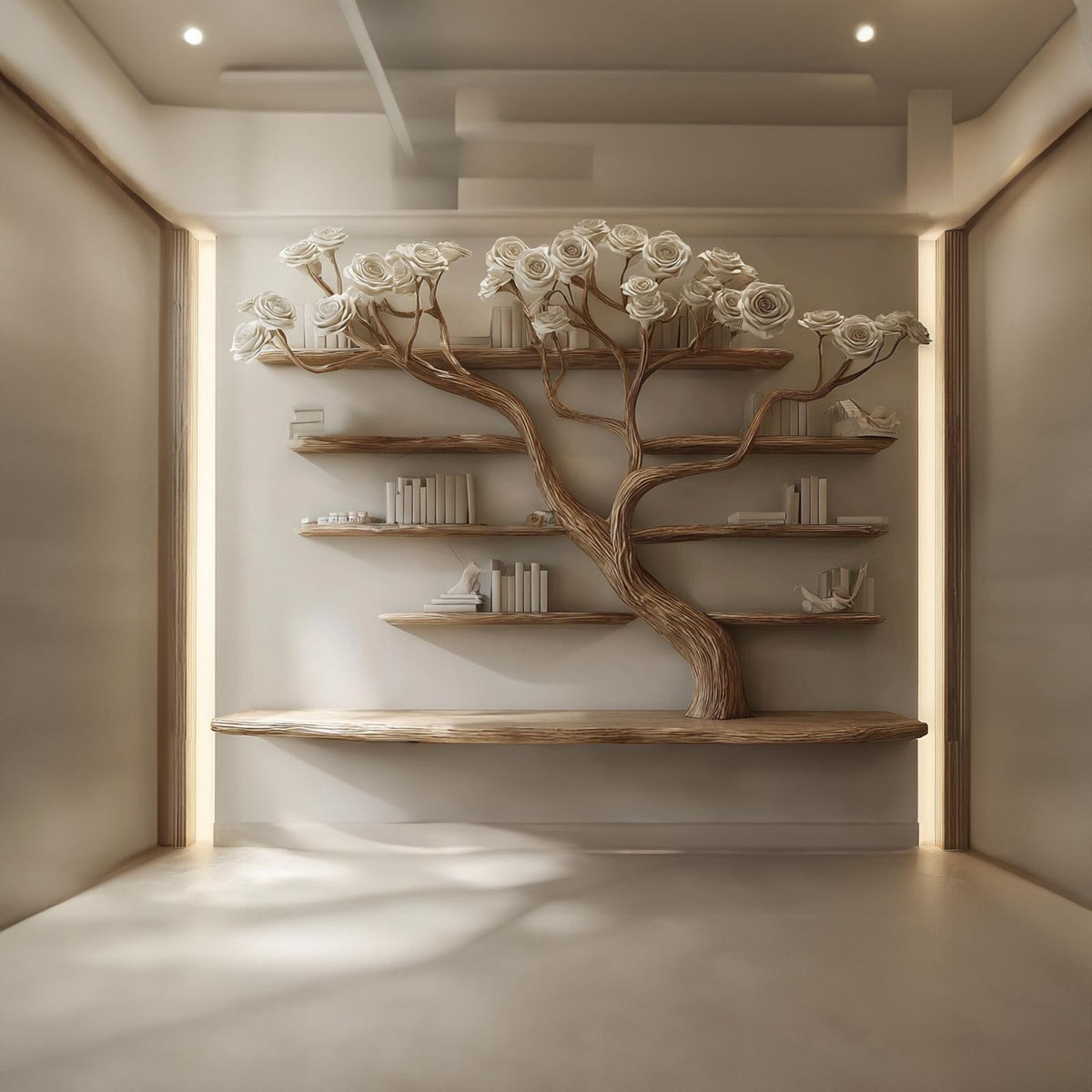 Rustic Tree Wall Bookcase Bedroom Decor
