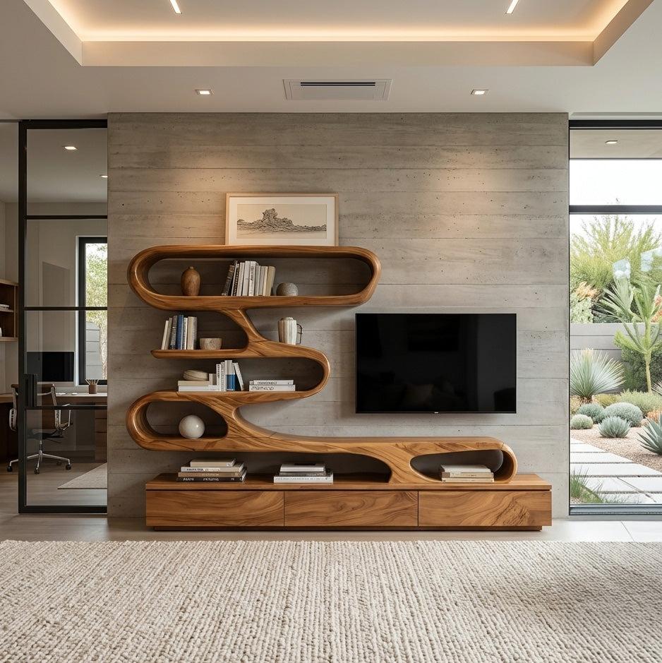 Modern Organic Wall TV Shelf System For Living Room