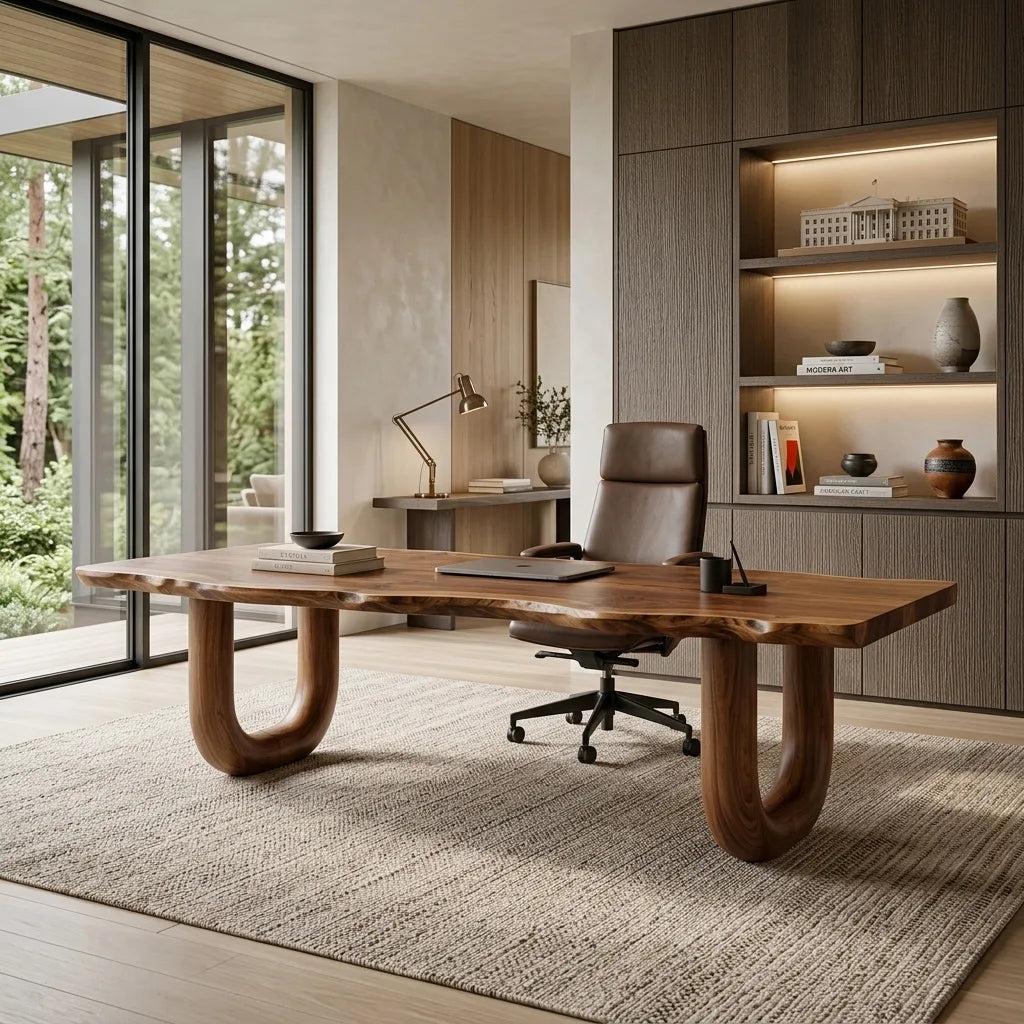 Organic Desk With Rounded U-Legs For Home Office
