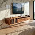 Floating Walnut TV Cabinet Vinyl Record Storage