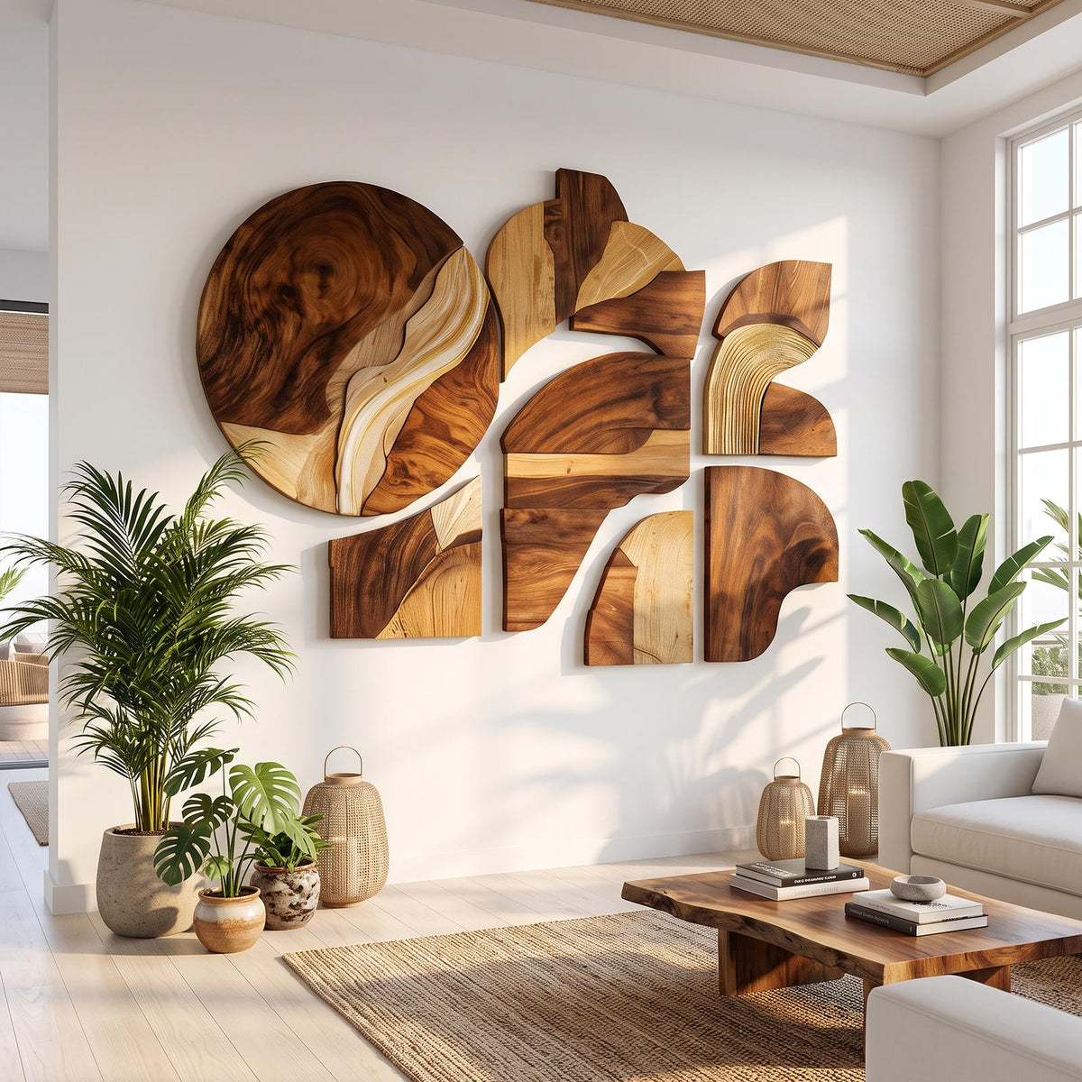 Spry Interior Farmhouse Wooden Wall Art Sculpture, Handcrafted Reclaimed Wood Panel Decor for Rustic Living Room and Entryway, SILDTTRWA041