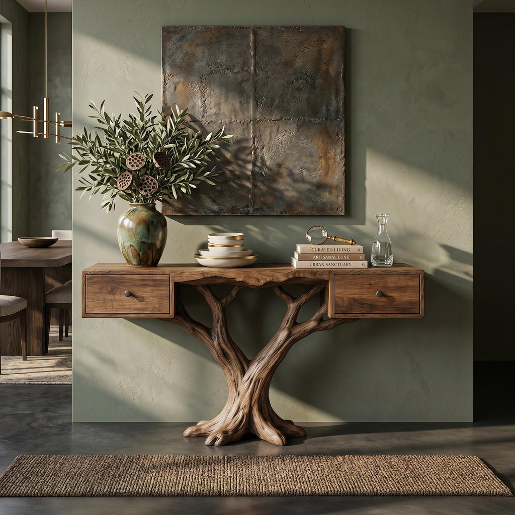 Organic Live Edge Console Table Contemporary Hallway