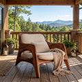 Teezano Organic Natural Wood Accent Chair, Handcrafted Indoor Outdoor Armchair for Home Balcony & Living Room, RTTHTTACC016