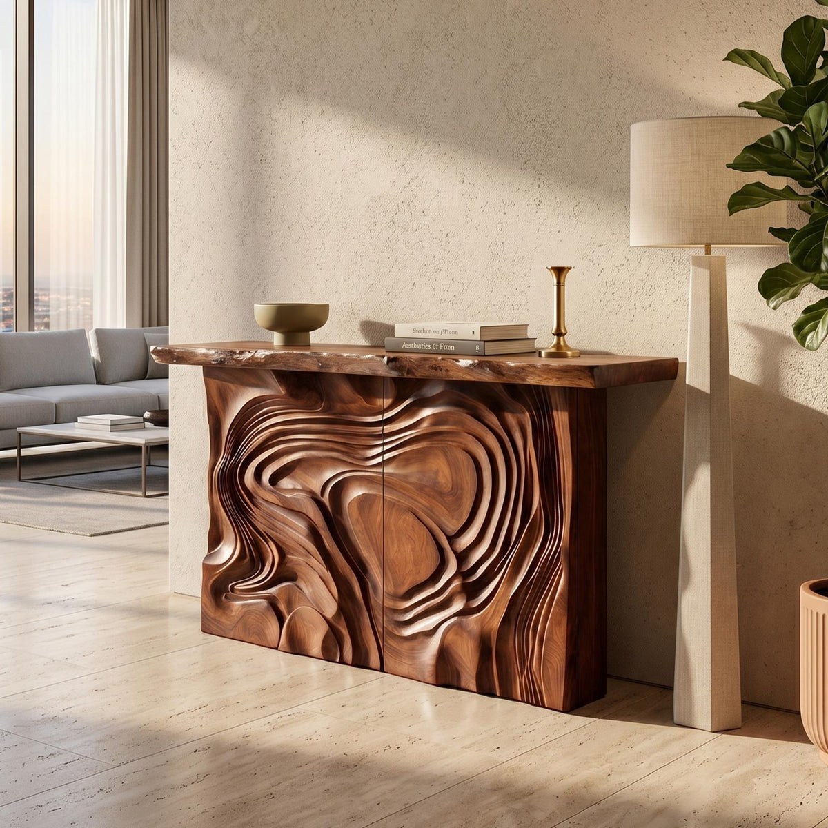 Scandinavian Organic Edge Accent Table For Entry Hall Interior