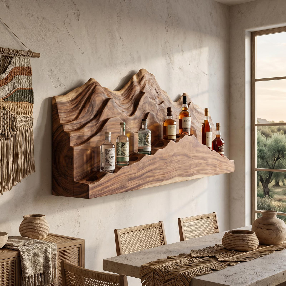 Mid Century Artistic Wine Display Rack For Home Bar