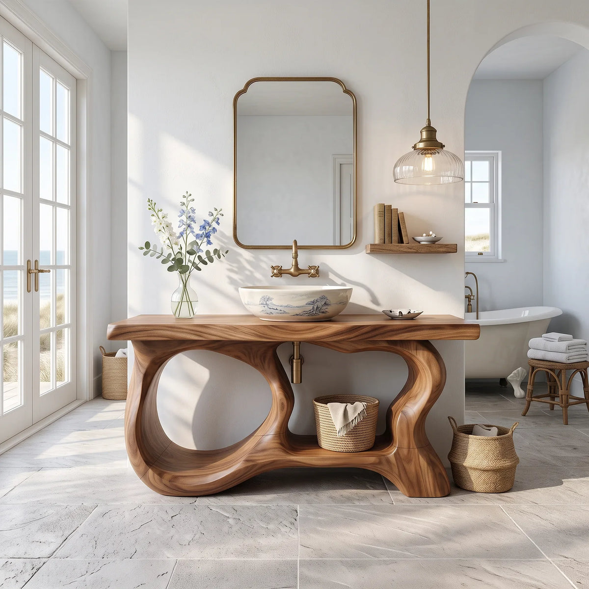 Organic Sculptural Bathroom Vanity Coastal Bathroom
