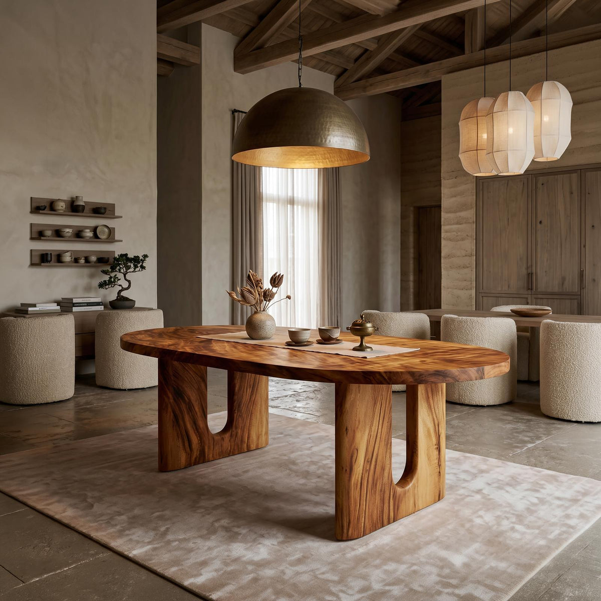 Rustic Dining Table, Handcrafted Solid Wood Farmhouse Kitchen & Dining Room Table, Natural Wood Grain