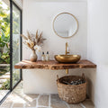 Handcrafted Vanity With Live Edge Look For Bathroom SILDTTRBAS011
