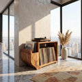Modern Wood Record Storage Cabinet, Handcrafted Mid-Century Style Turntable Stand & Vinyl LP Storage Shelf, Model