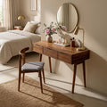 Spry Interior Boho Solid Wood Vanity Table, Handcrafted Compact Makeup Dressing Desk & Writing Console for Small Apartment Bedroom, SILDTTRMV025
