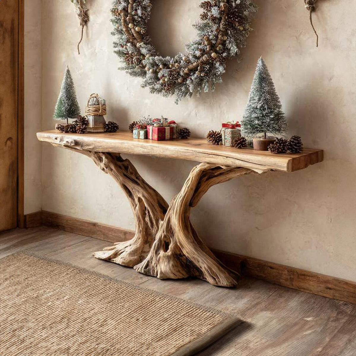 Rustic Console Table Living Room Holiday Accent