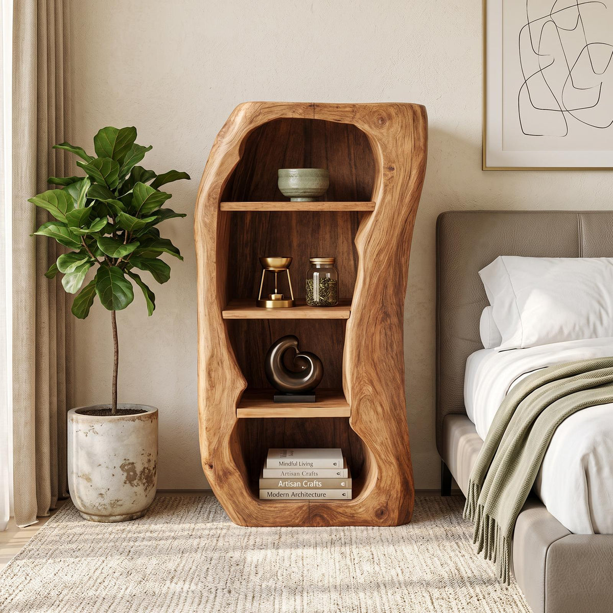 Farmhouse Solid Wood Nightstand, Rustic Bedside Table with Storage Drawer for Bedroom Accent Furniture