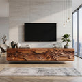 Mid Century Modern TV Stand Table, Handcrafted Solid Wood Media Storage Console for Living Room Entertainment