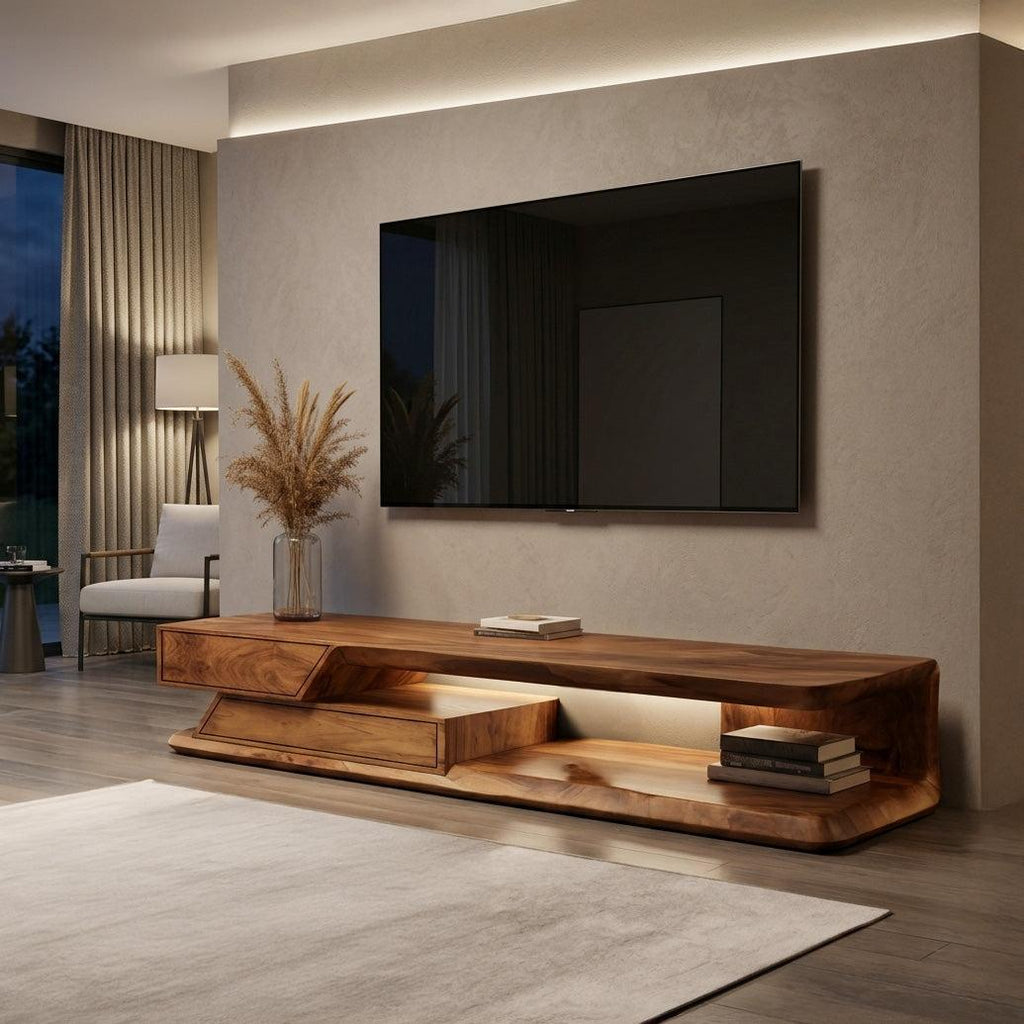Modern TV Stand With Storage Shelves For Living Room