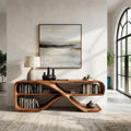 Modern Organic Wooden Console Table, Handcrafted Solid Wood Entryway Table for Living Room & Hallway Decor, Model
