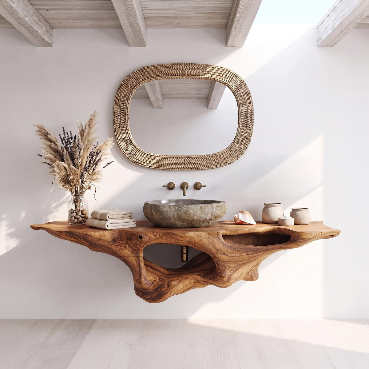 Farmhouse Solid Wood Vanity Unique Bathroom Design