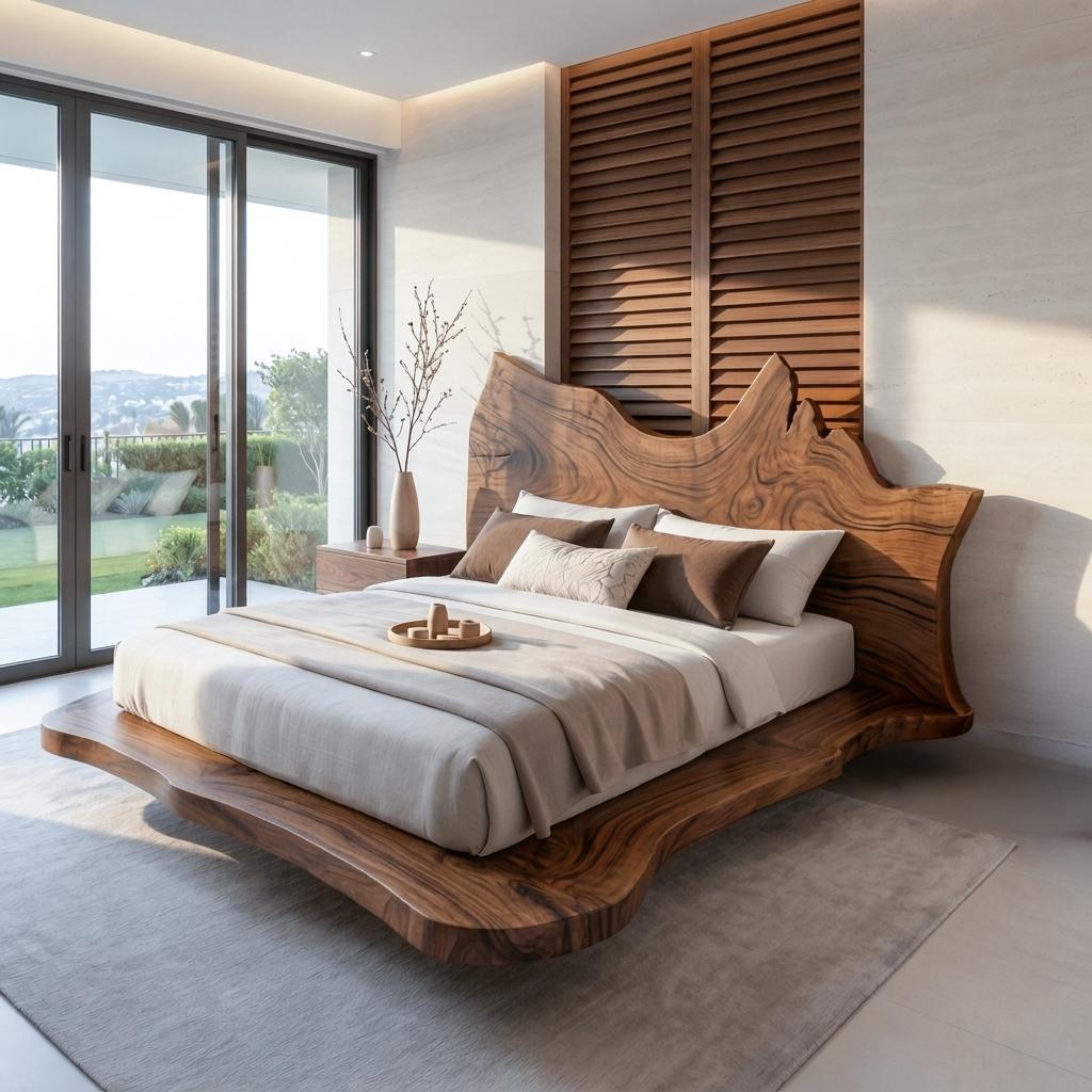 Contemporary Live Edge Bed Frame For Master Bedroom SITHTTWO005