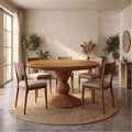 Spry Interior Modern Round Pedestal Dining Table, Handcrafted Solid Wood Kitchen Statement Table for Home Dining Room, SINLSADT168