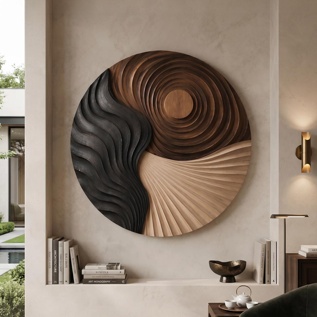 Contemporary Silhouette Wood Wall Art, Minimalist Abstract Line Wall Decor Panel for Guest Suite and Bedroom