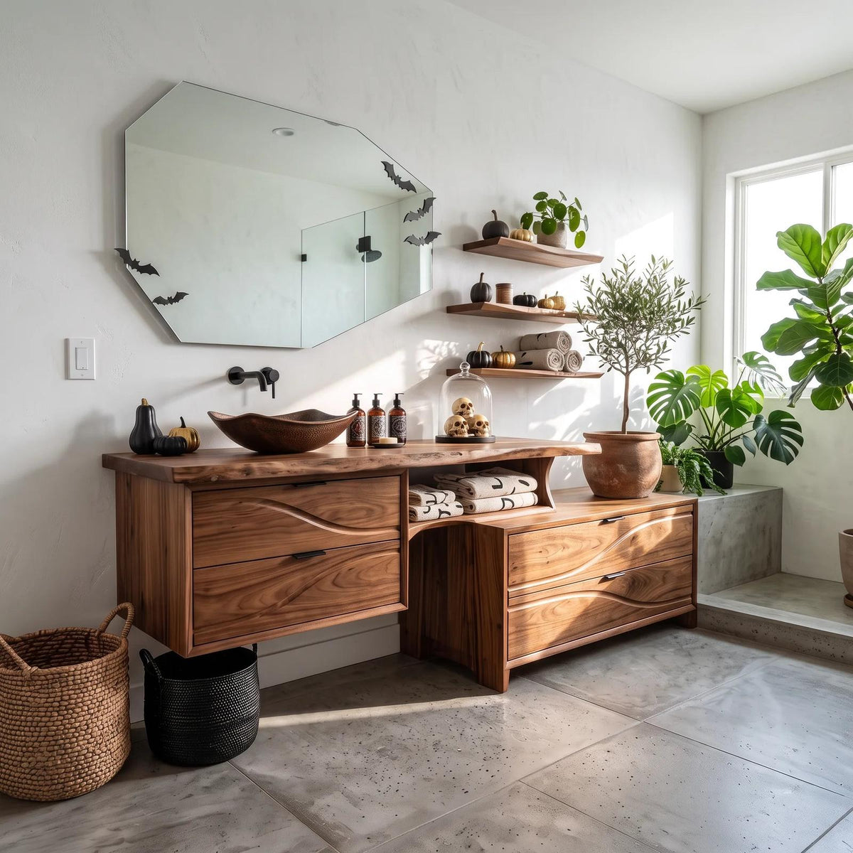 Organic Pumpkin Floating Bathroom Vanity Modern Bathroom