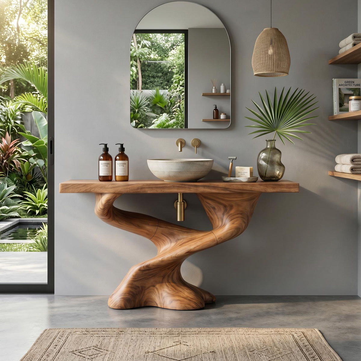 Handcrafted Solid Vanity For Unique Bathroom Design SILDTTNBRV011