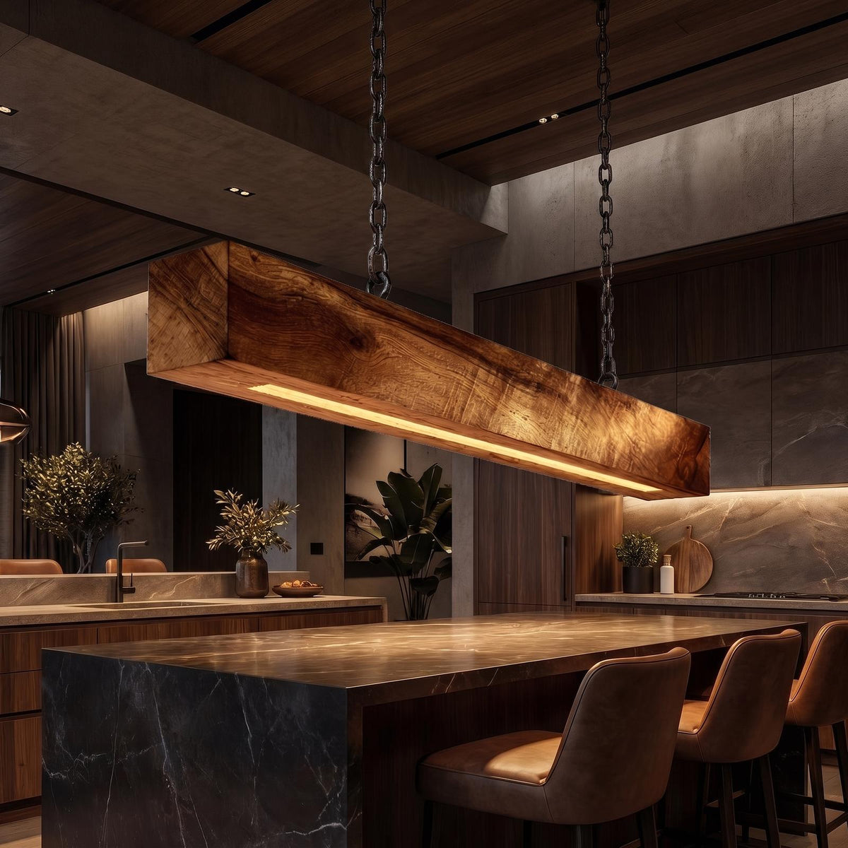 Modern Accent Table Lamp, Elegant Wood Bedside Light for Kitchen Counter & Living Room