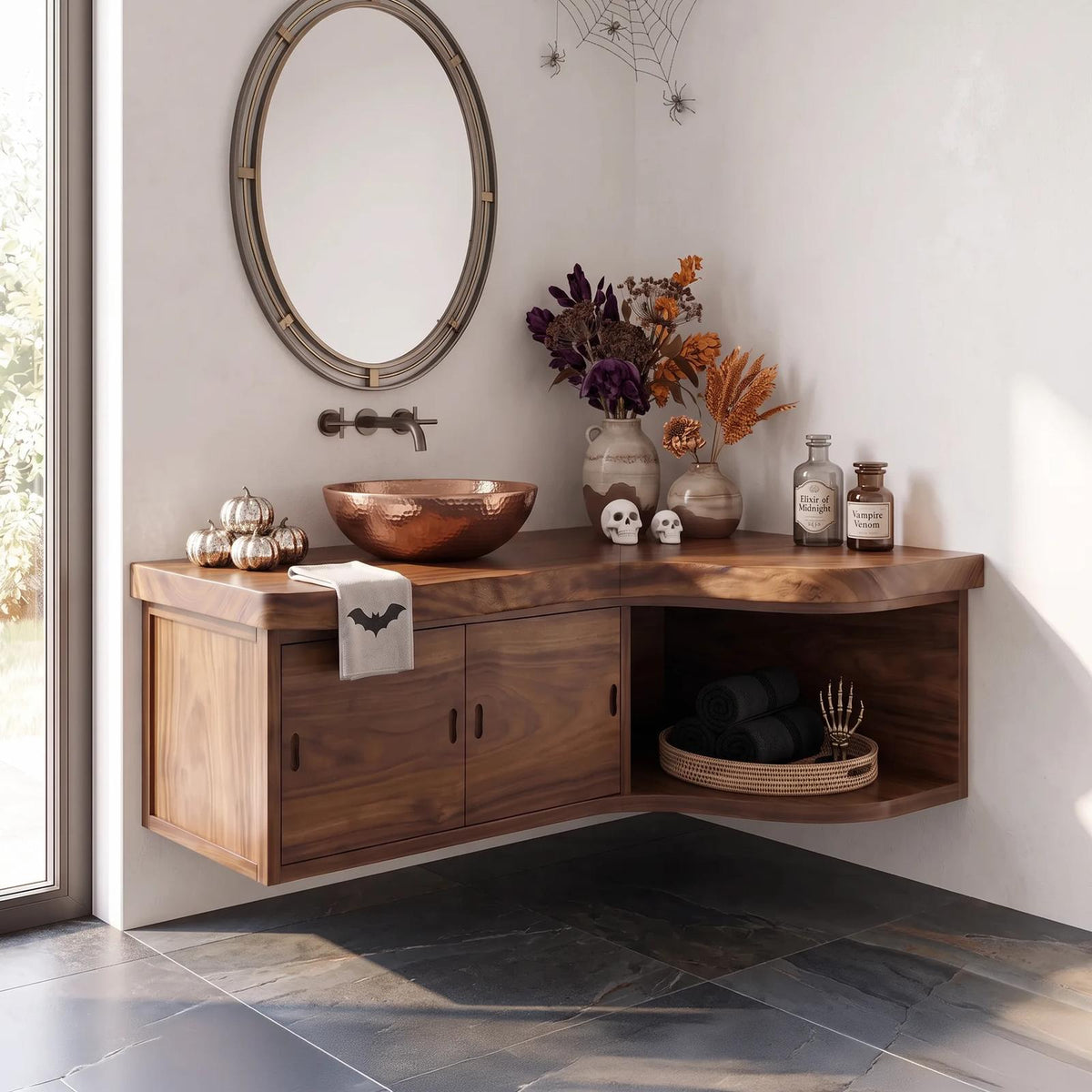 Farmhouse Pumpkin Bathroom Vanity Wellness Room