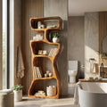 Organic Modern Asymmetrical Bookshelf, Unique Wooden Bookcase Shelf for Living Room & Reading Nook