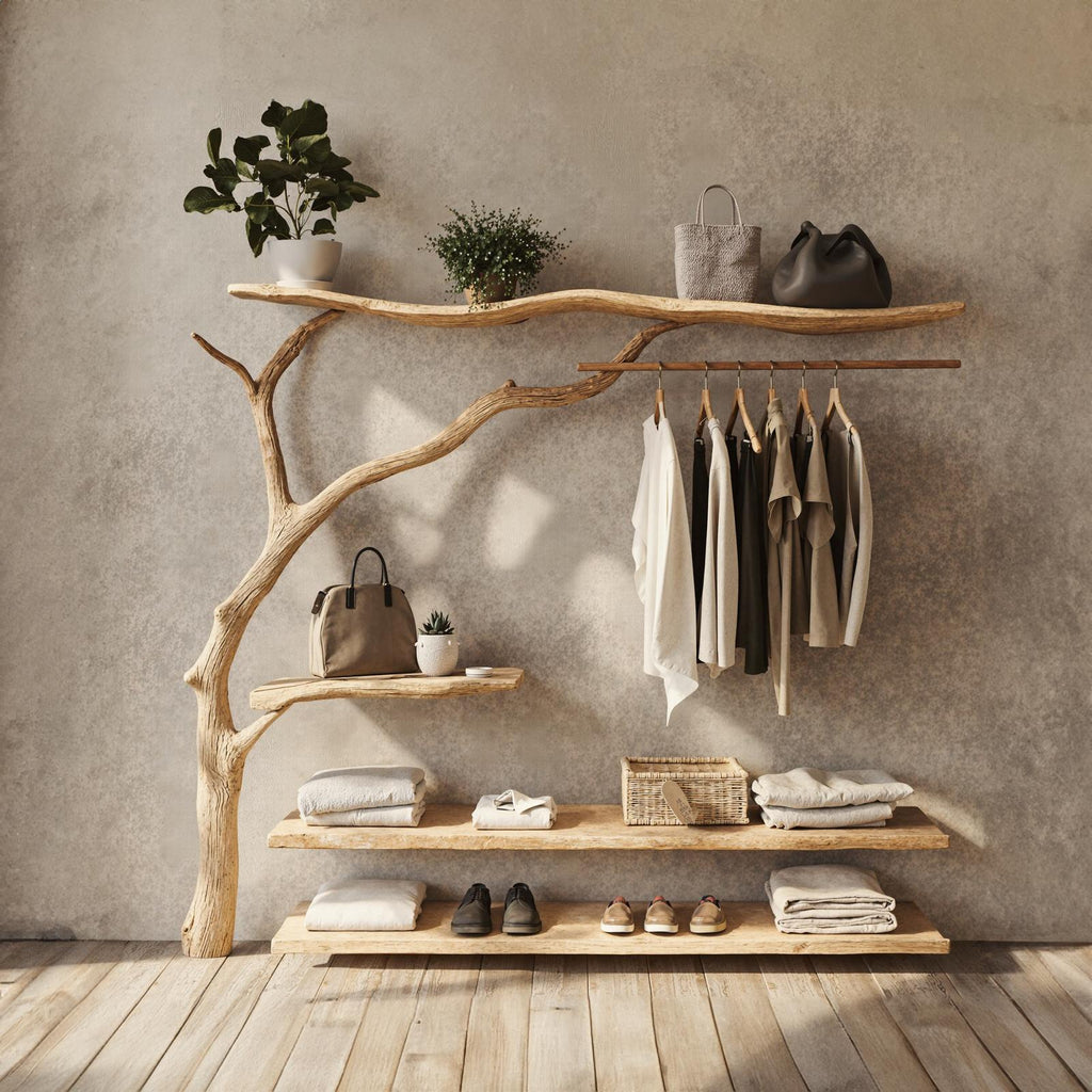 Rustic Coat Rack Wall Mount Antique Hall Tree Garment Rack